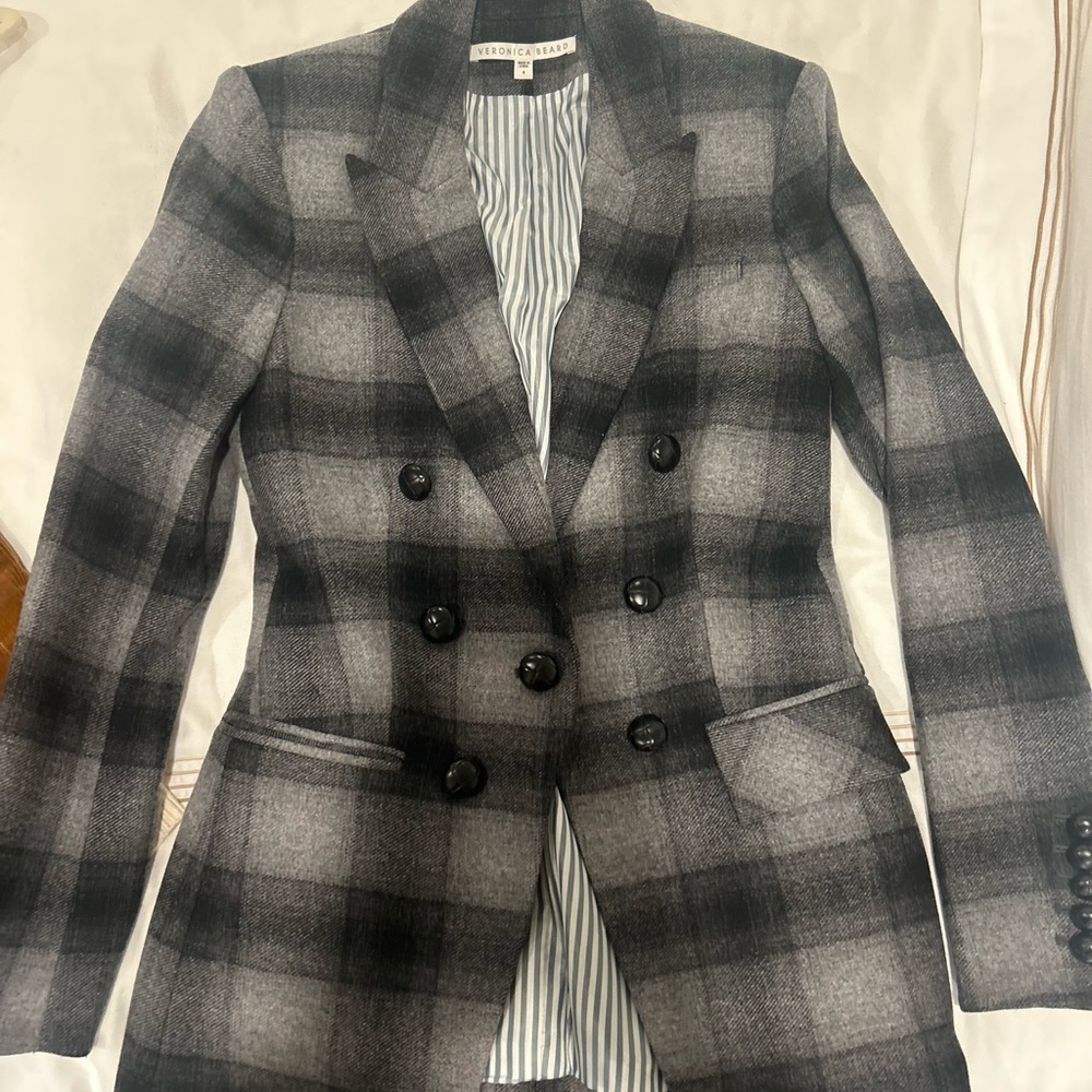 Veronica Beard Black and Gray Plaid Blazer